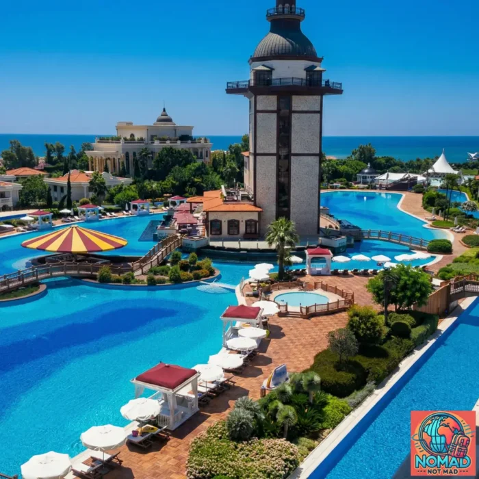 Mardan Palace overview of the pool and tower