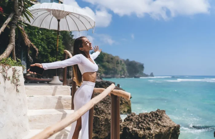 Relaxed Asian woman in Bali