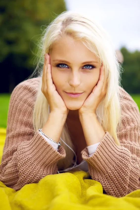 Beautiful Swedish girl in a park