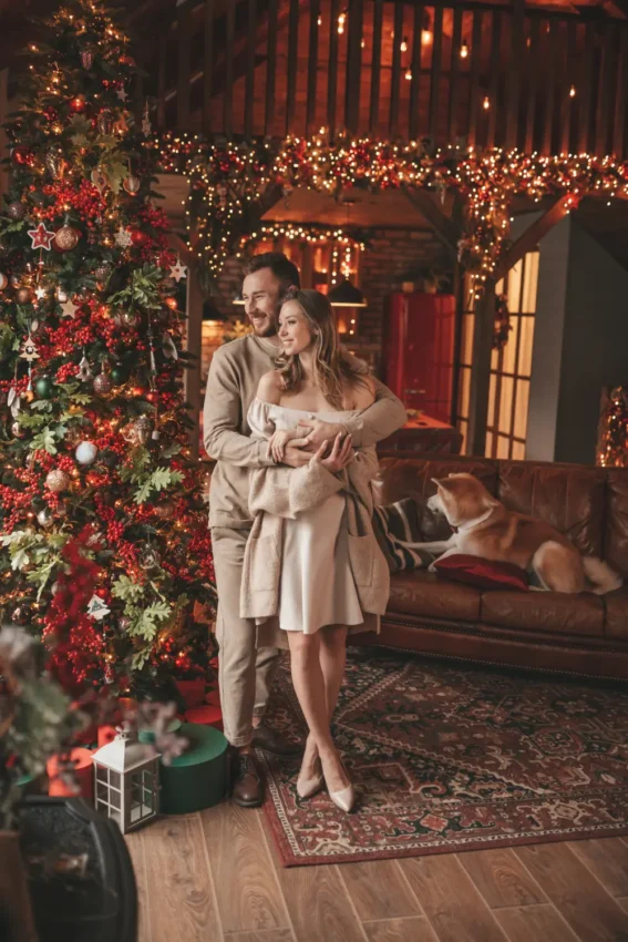 couple enjoying Christmas