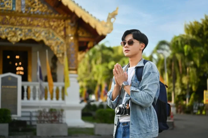 young Thai man traveling