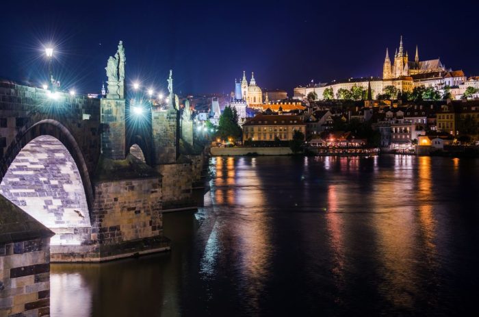 charles bridge at night