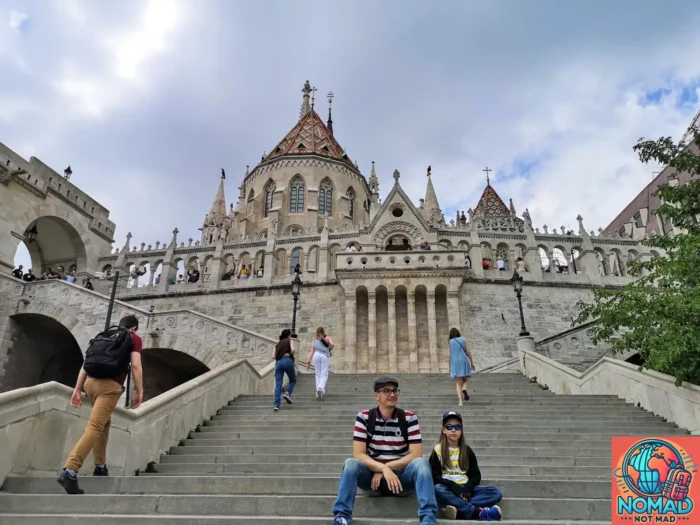 On the stairs leading to the Buda Castle