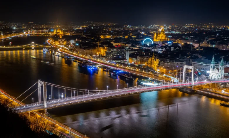 beautiful night view over Budapest