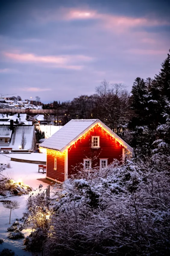 cozy house decorated for Christmas in Denmark